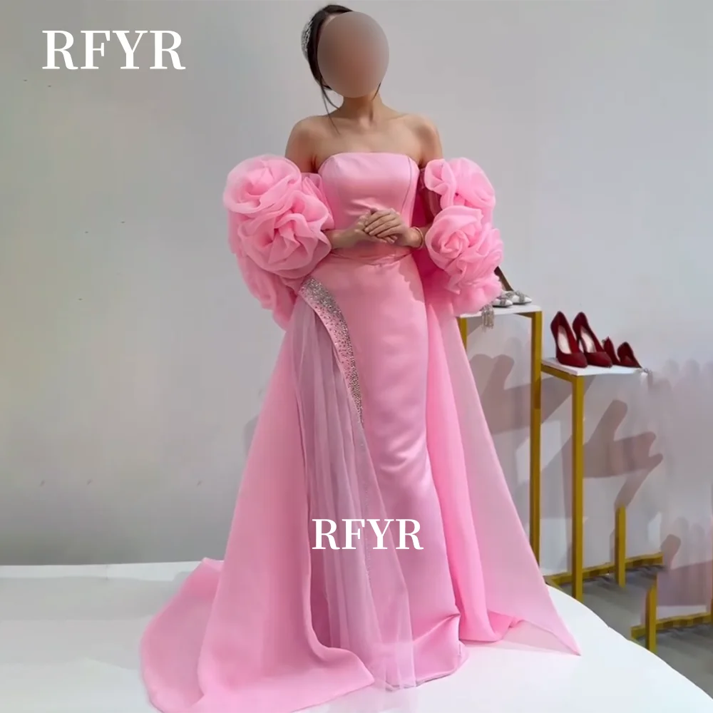 

RFYR A Line Prom Dress Cape Sleeve Party Dress for Arabic Women Beading Evening Dresses vestidos de fiesta Customized