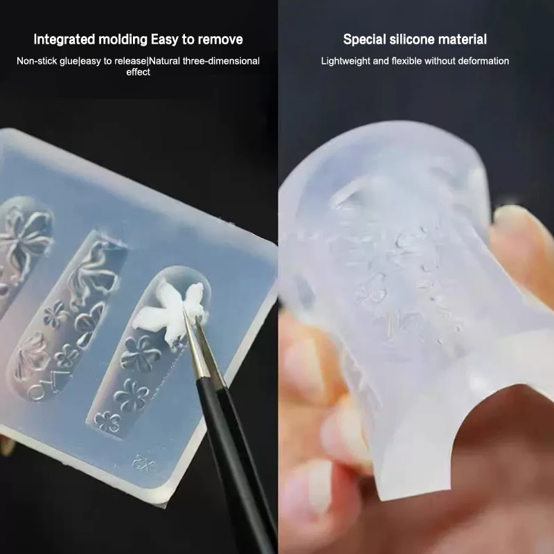 Silicone Nail Mold Flower Butterfly Shape Nail Decorations Nail Carving Nail Salon DIY Stereoscopic Manicure Tools