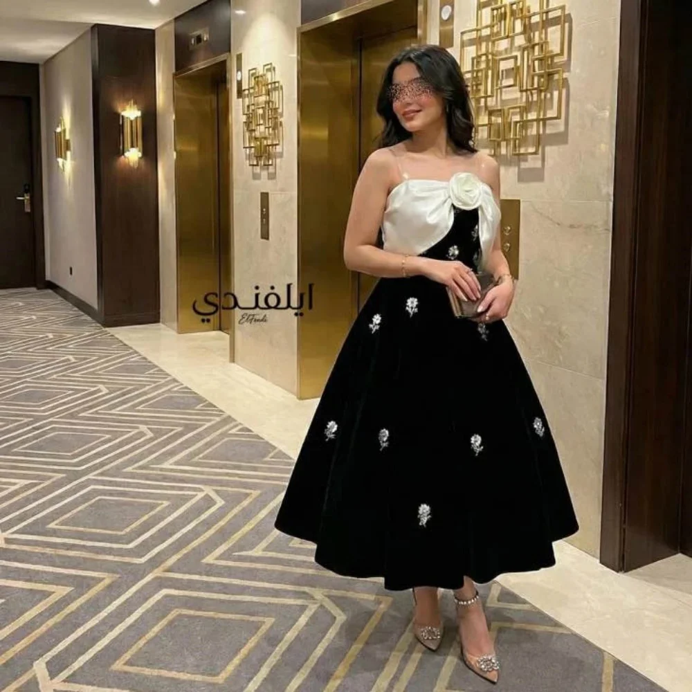 

Customized Exquisite Spaghetti Strap A-line Evening Dress Charming Flower Ruched Prom Dress Sexy Satin Ruffles Party Gown