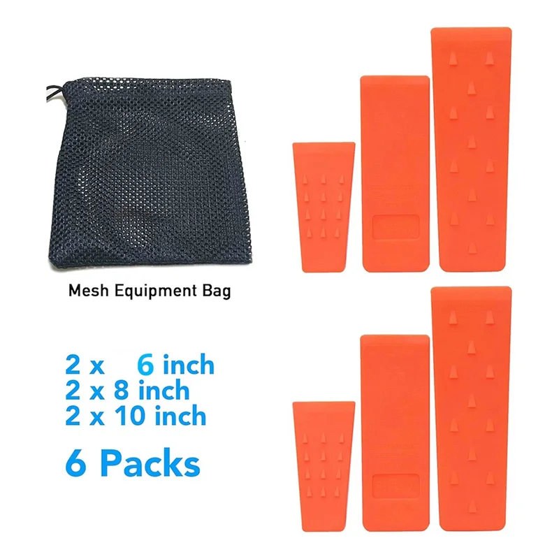 

HRBAJ-6 Pc Tree Felling Wedges With Spikes For Safe Tree Cutting-2 Each Of 10 Inch,8 Inch And 6 Inch Wedges With Storage Bag