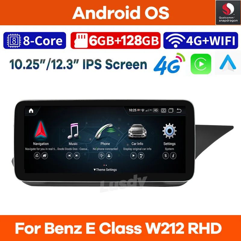 

10,25 "/12,3" Android 13 Qualcomm 6 + 128G Автомобильный мультимедийный плеер GPS-радио для Mercedes Benz E Class W212 RHD E200 E230 E260 E300