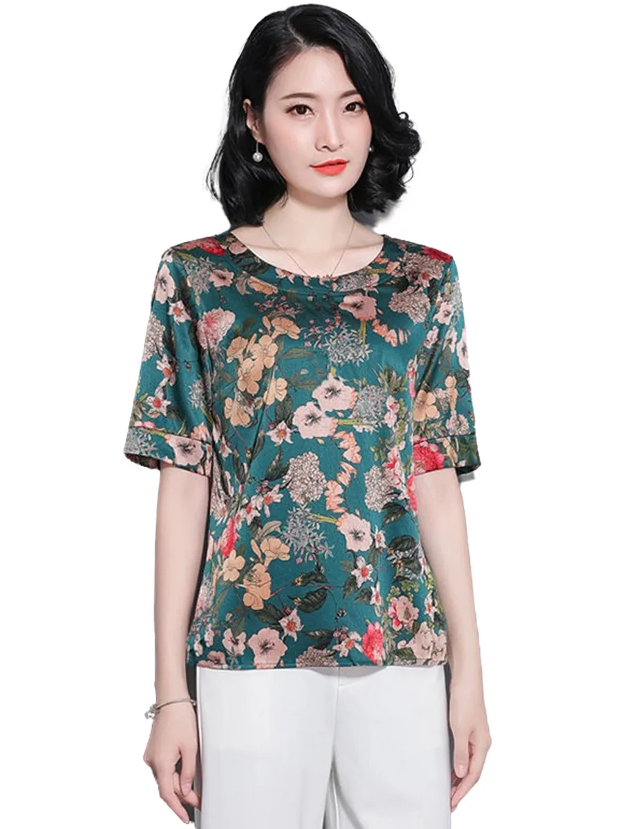 

4XL Women Spring Summer Blouses Shirts Lady Fashion Casual Short Sleeve O-Neck Collar Elasticity T-shirt Blusas Tops G2300