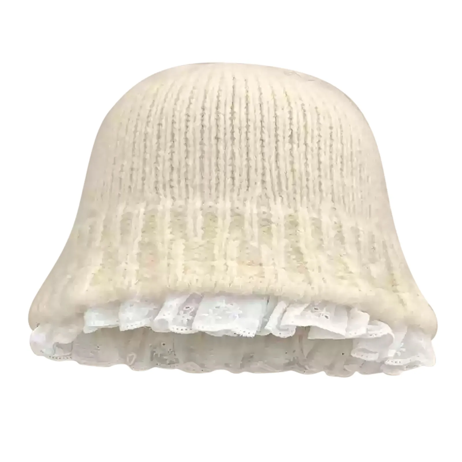 Y2k Knitted Hat Women Autumn Winter Warm Crochet Bonnet Lace Trim Fisherman Hat Cute Sweet Beanie Cap