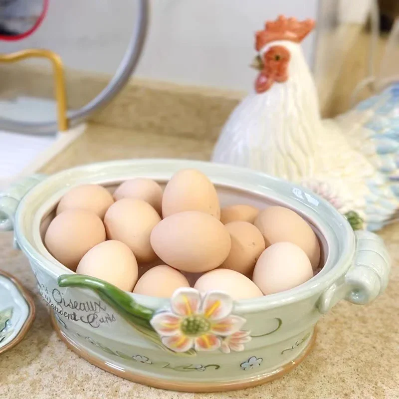 Ceramic Hen Storage Jar Organizer Box Candy Cookie Snack jar Egg Organizer Box Home Decoration ornaments to send to friends