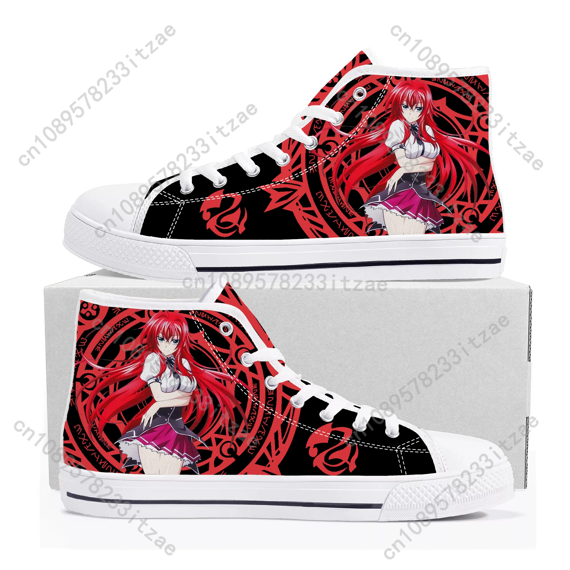 

Rias Gremory High School DXD High Top Sneakers High Quality Mens Womens Teenager Canvas Sneaker Casual Couple Shoes Custom Shoe