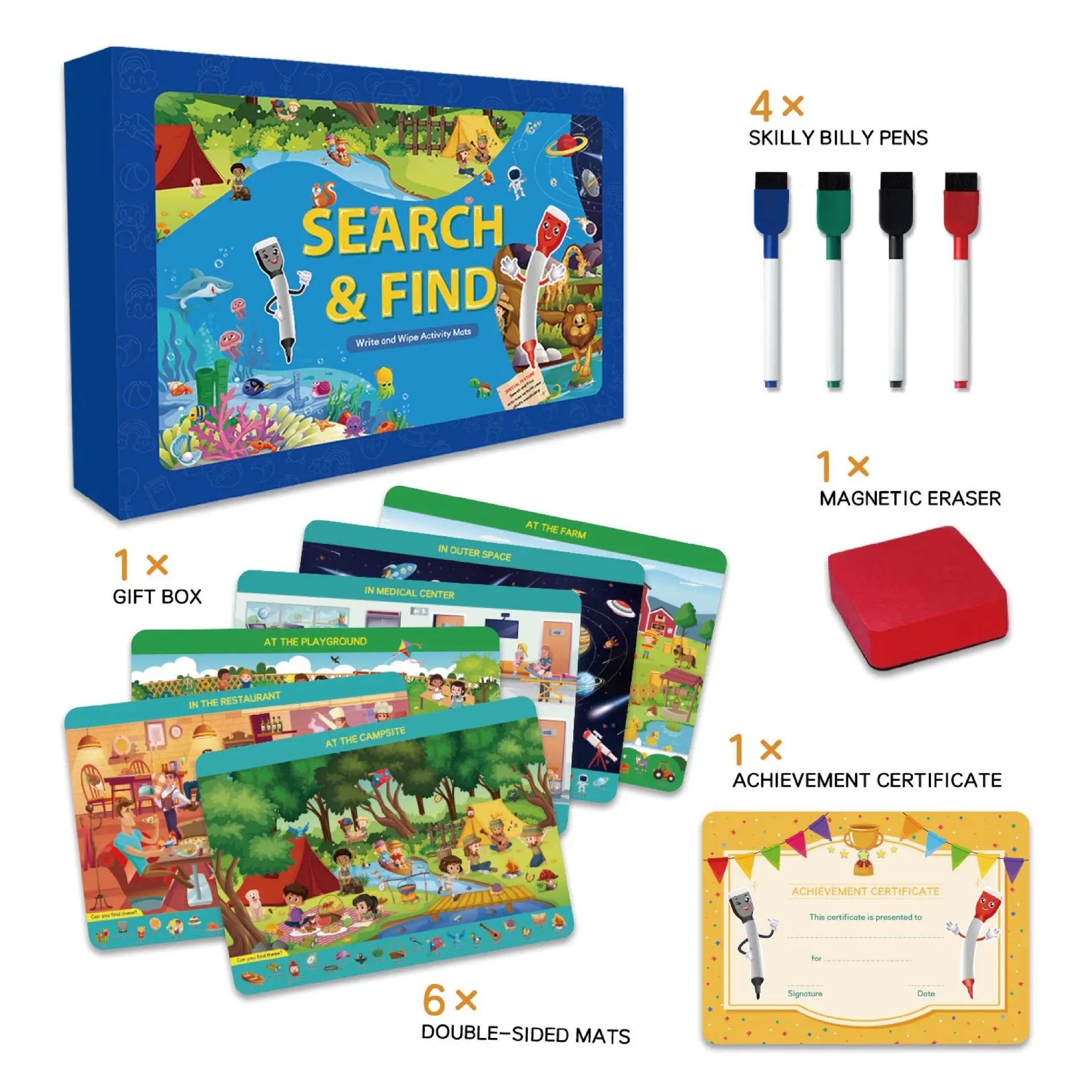 

Search And Find Early Childhood Education Kits Preschool Learning Activity Mats Reusable Early Childhood Education Cards