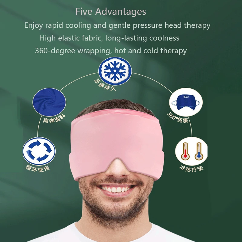 Headache Relief Mask Headache Hat for MigraineTherapy Cap Ice Head Wrap Pack Mask Hot and Cold Headache and Migraine Relief Cap