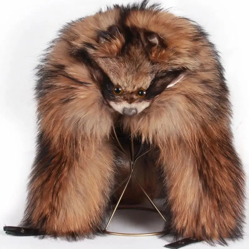 حار روسيا الرجال ريال فوكس الفراء مجموعة قبعة الشتاء الفراء قبعة الساخن Genunie الراكون الفراء جديد الرجال أصيلة رسمية الصلبة الفراء Caplets قبعة