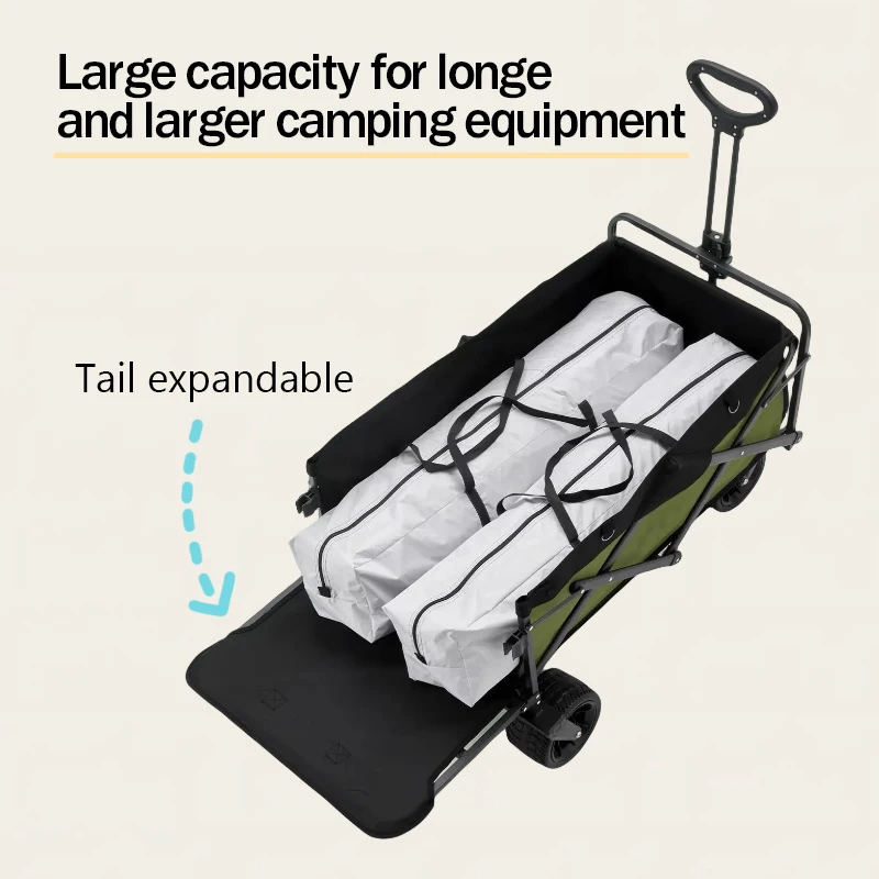 Carrito plegable para acampar, carrito de mano de gran capacidad, portátil, para jardín al aire libre