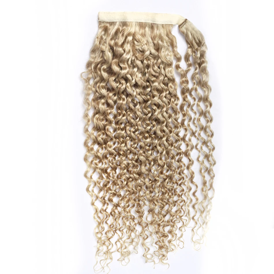 Onda de água cabelo longo rabo de cavalo remy cabelo humano rabo de cavalo envoltório em torno de encaracolado clip-in extensão do cabelo para mulheres birmanês rabo de pônei