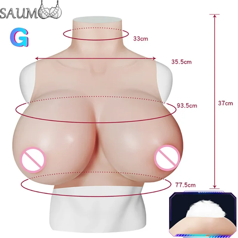 G Cup Male Breast Invisible Wear Cross Dressing Cotton Breast Prosthesis Female Wear Breast Adult Silicone Chest Transgender