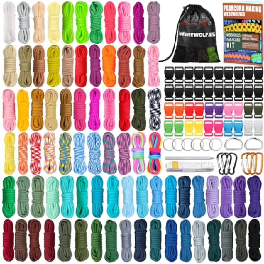 

80 Colors Paracord Cord 550 Paracord Bracelet Crafting Combo Kits with Instruction - Multifunction Paracord Ropes 10 Feet Each
