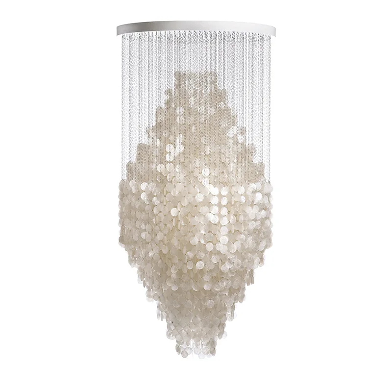 

Duplex building lobby high villa living room stairwell natural shell piece long hanging