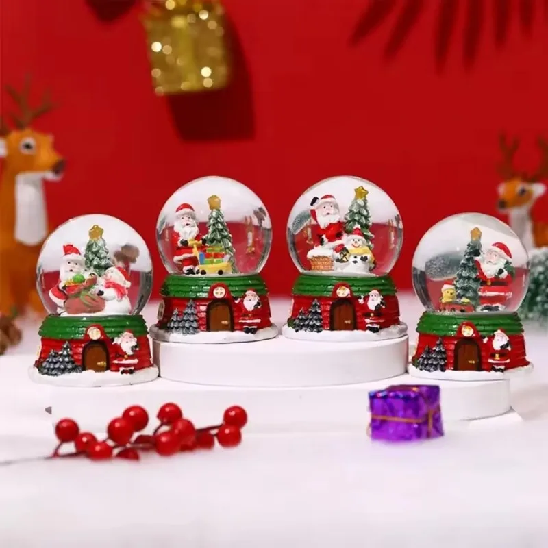 Fantasy LED Christmas Musical Snow Globe Cute Water Globe Music Ball Cartoon Christmas Decoration Battery Powered Crystal Balls