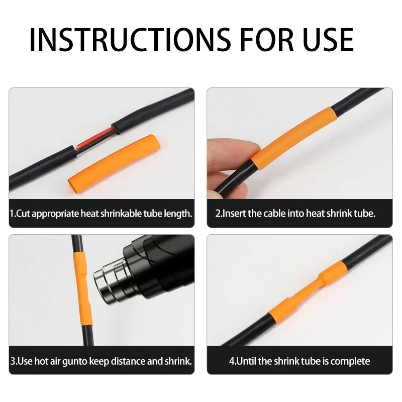 Orange 2:1 Heat Shrink Tube Diameter 1mm ~ 50mm DIY Connection Electrical Wire Wrap Cable Insulation Waterproof Shrinkage Tubing