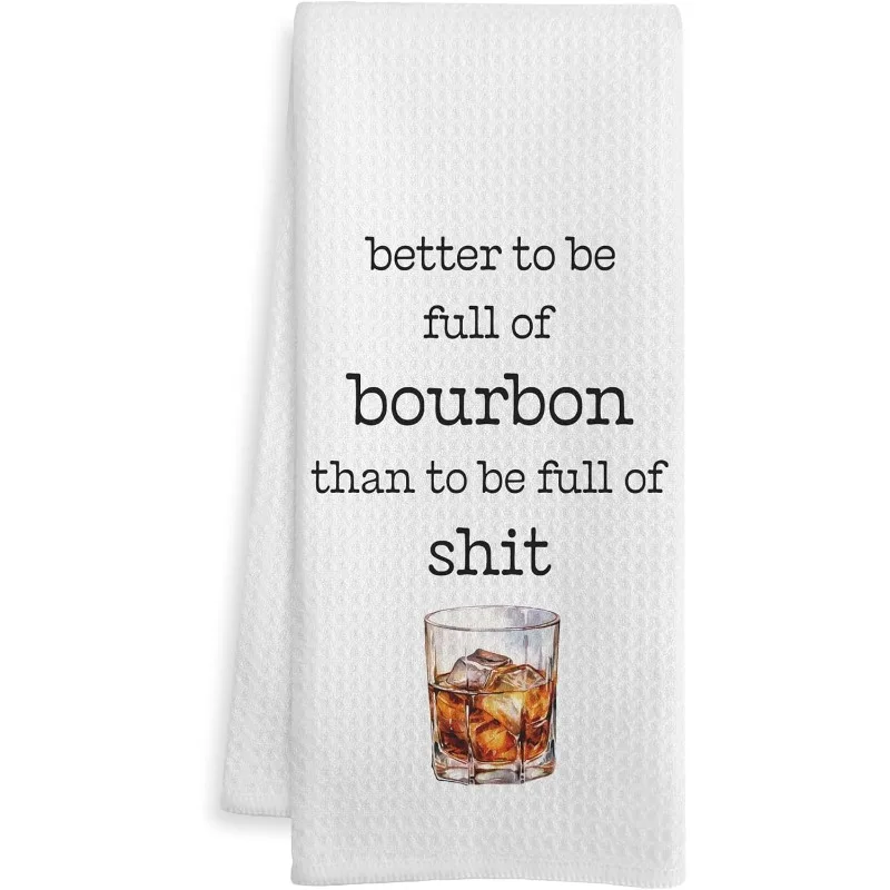 1pc Bourbon Quote Printed Kitchen Towel, Soft Absorbent Hand Towel, Perfect for Kitchen, Dining Room, Bathroom, Dorm