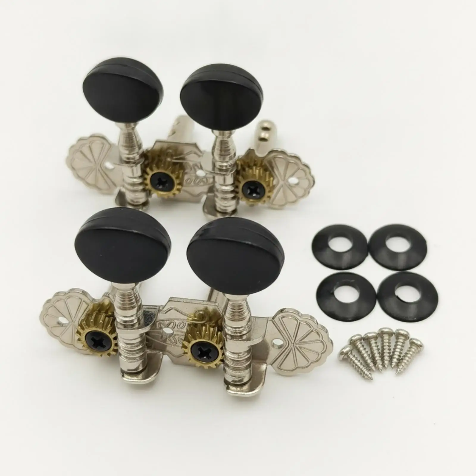 Retro Ukulele Tuning Pegs Set 6 Pack Metal Alloy with Screws for Guitar Luthier Tools Replacement Black