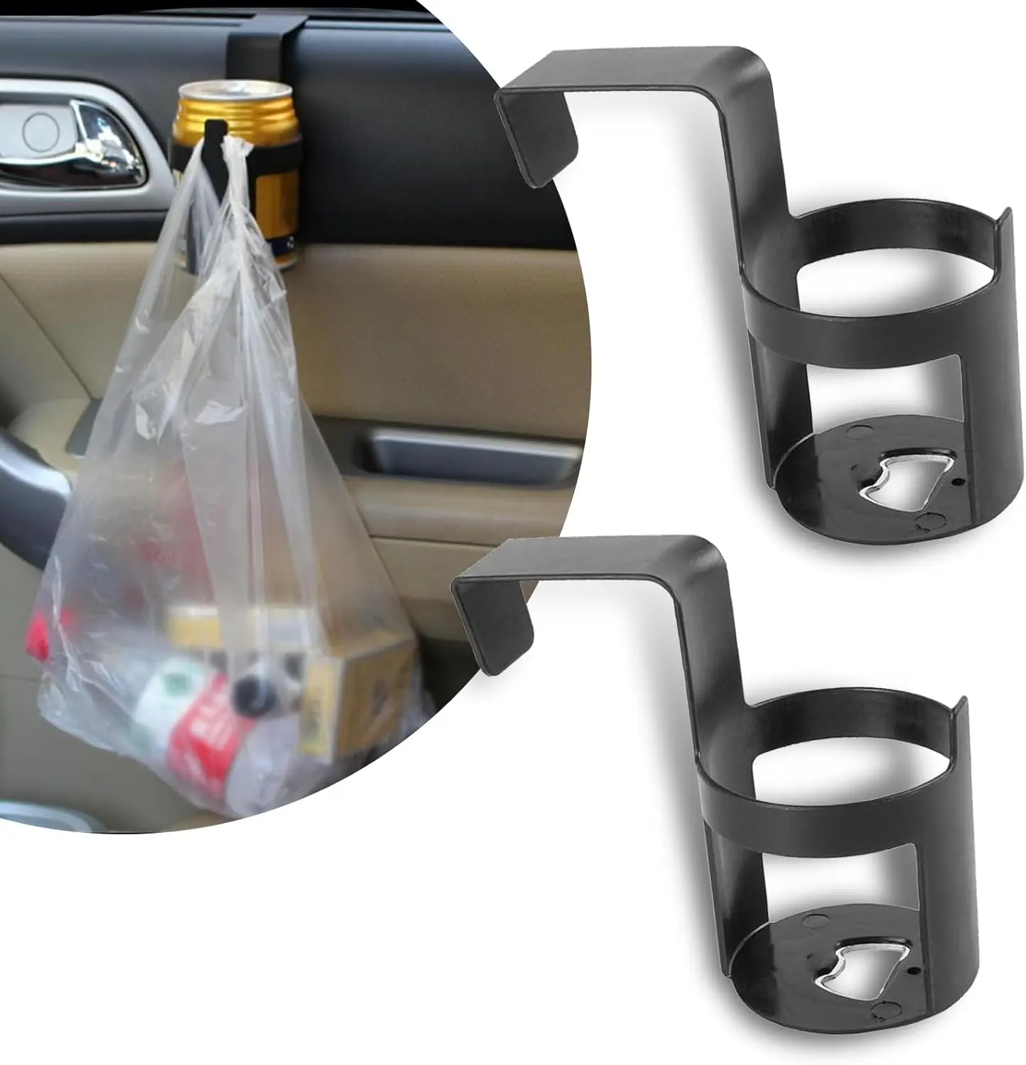 

2 PCS Car Door Cup Holder, Portable Water Cup Storage, Car Beverage Holder, Universal for Most Cars (Black #1)