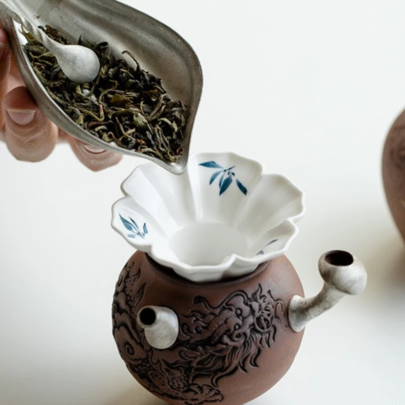 

Чистая ручная роспись бабочья орхидея, чайное устройство, креативная воронка для чая с листьями лотоса, заливка в горшок, экстрактор, фильтр для утечки