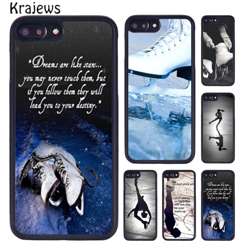 Krajews Figure Skating Dance Rubber Phone Case For iPhone 16 15 14 XR XS 11 12 mini 13 Pro MAX Plus cover coque