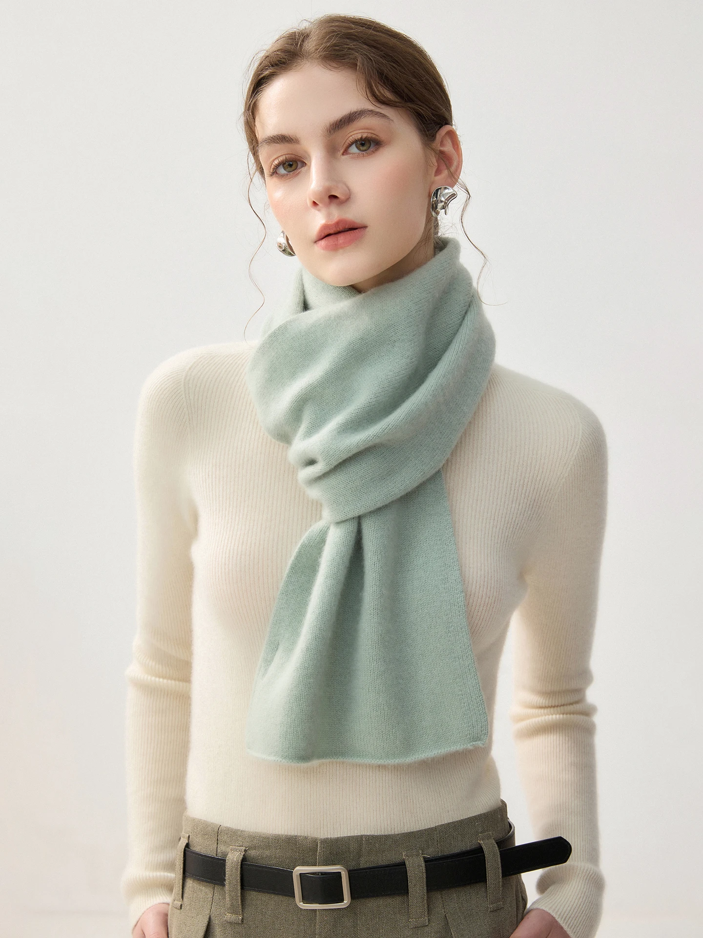 TLOML Women‘s 100% Cashmere Basic Simple Style Solid Scarf Autumn Winter Soft Warm Cashmere Knitted Comfy Thick Shawl Scarf