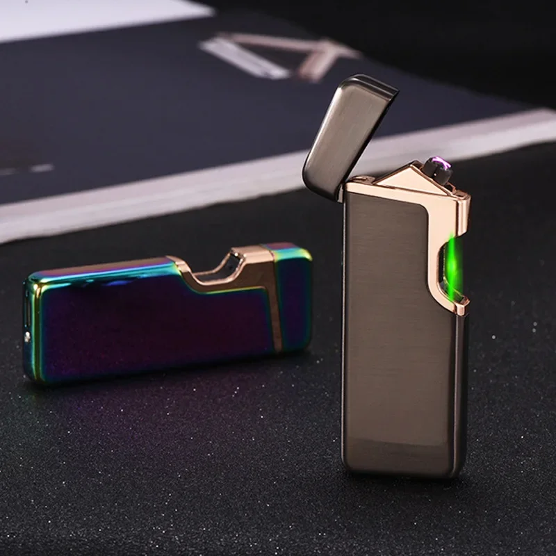 Infrared Photoelectric Finger Sensor Cigarette Lighter USB Dual Arc Windproof Lighter Metal Material