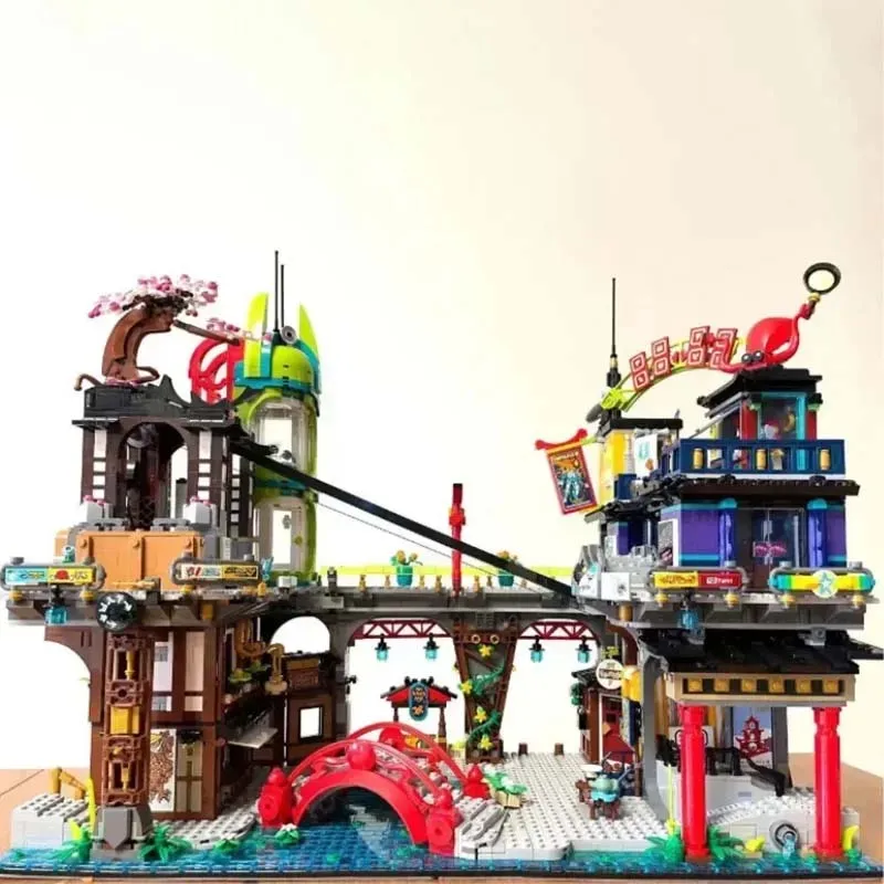 En stock 6163 pièces avec figurines compatibles 71799 City Markets City Gardens Briques de construction Jouets Cadeau d'anniversaire pour enfants