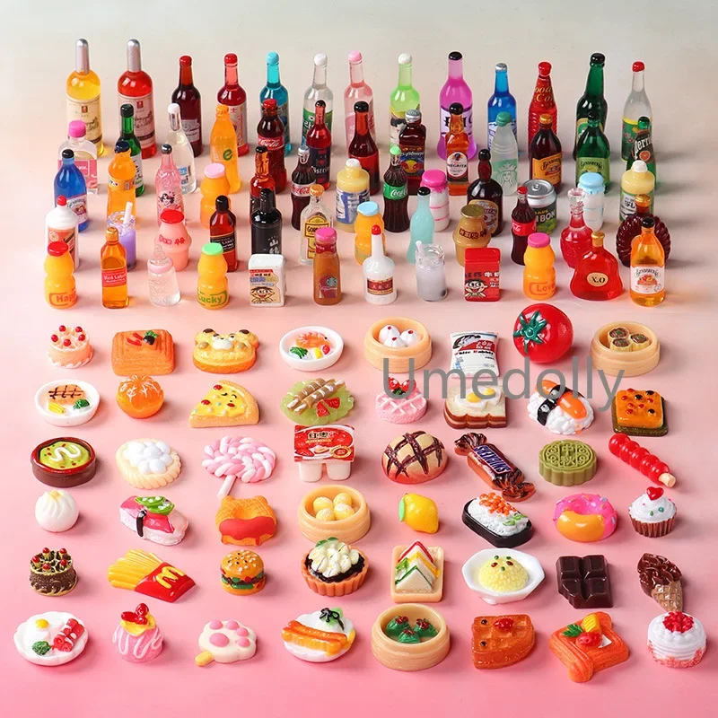 1:6 Scale Miniature Dollhouse Supermarket Food Snacks Mini Cake Wine Drink for Blyth Barbies BJD Doll Accessories Kids Gift