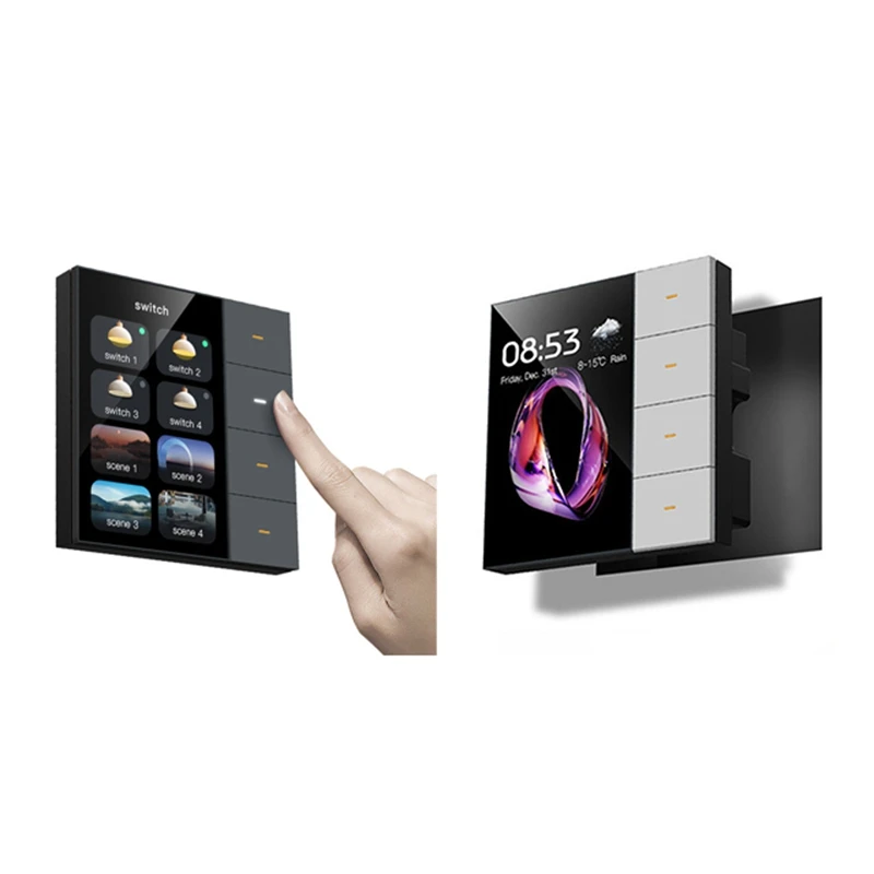 3.5 Inch Smart Wall Switch Touch Screen 4 Groups Switch 8-Way Scene Radar Sensor Dimming Switch Curtain Tuya Zigbee