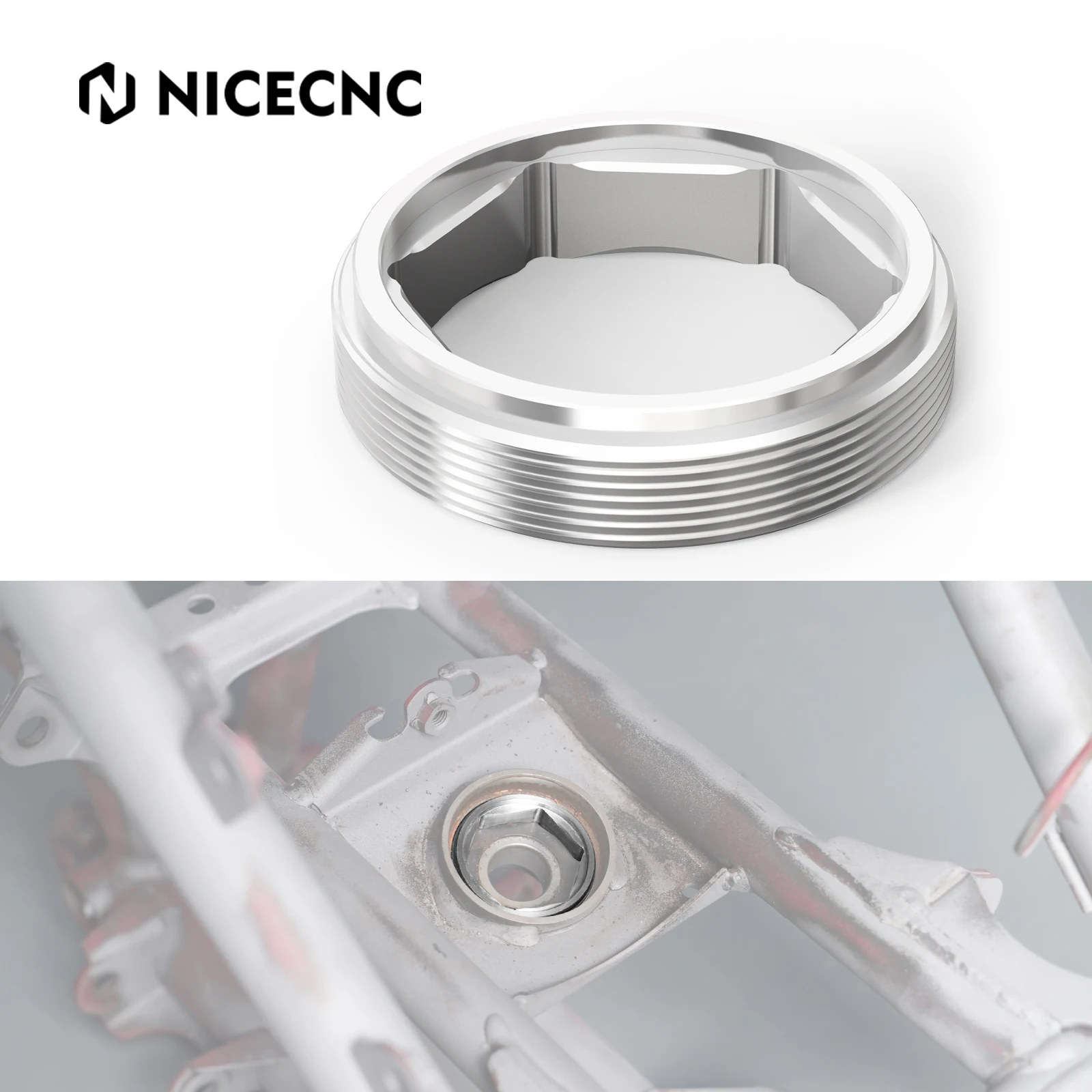 NICECNC ATV Steering Stem Bearing Holder Nut For Yamaha Raptor 700R 660R YFZ450 Grizzly 550 450 400 350 Banhsee Kodiak400