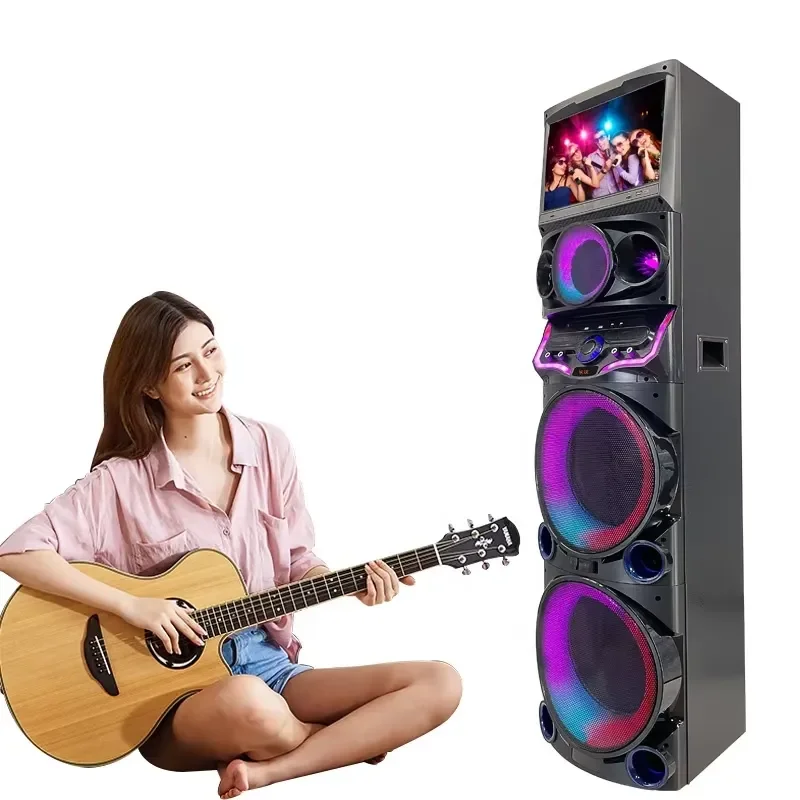 for Professional 12 Inch Subwoofer Karaoke Speaker RGB LED Lighting High Quality for Wireless 80W RMS Active Wood Private