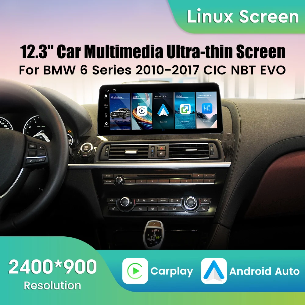 For BMW 6 Series 2010-2017 CIC NBT EVO System Linux Car Radio Multimedia Player GPS Navigation Wireless Carplay 12.3Inch