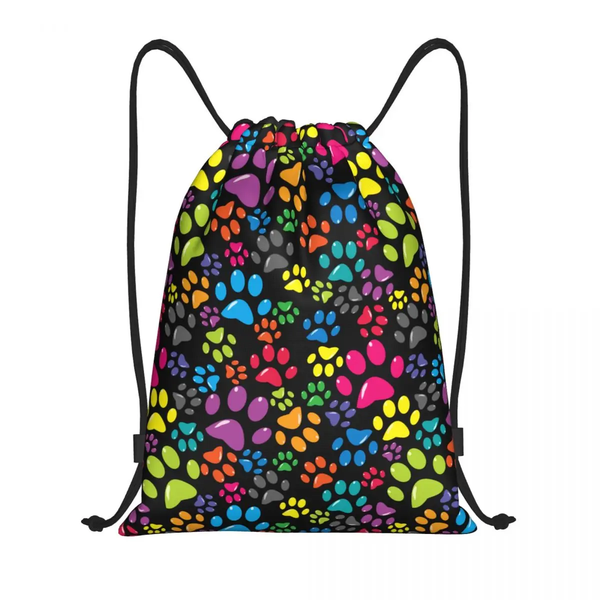 Colorful Animal Footprint Dog Paw Prints Drawstring Backpack Sports Gym Bag for Men Women Shopping Sackpack