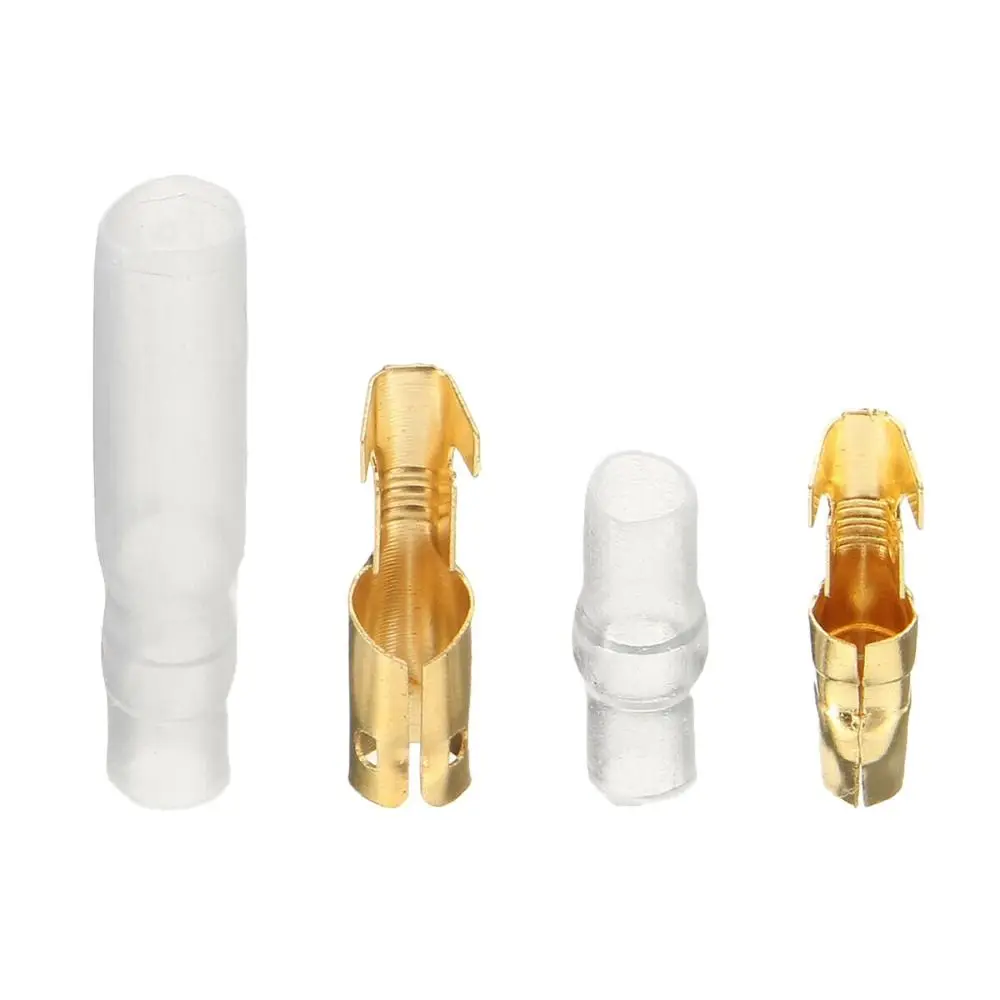 50Sets 0.35mm Gold Brass Wire Connector And Insulating Sleeves Female and Male Bullet Terminals Connector