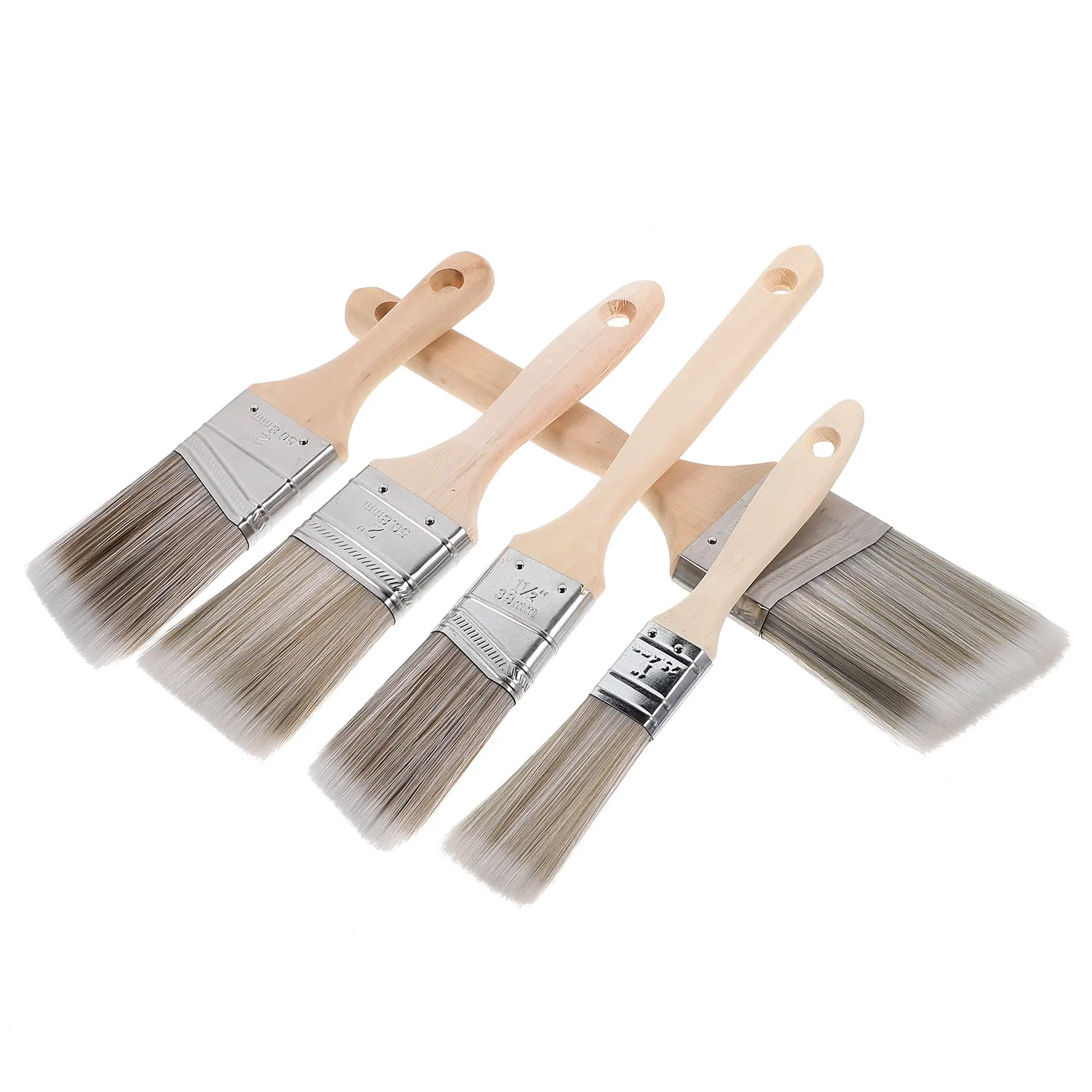 絵筆セット-5本セット。人間工学に基づいた木製ハンドルで、壁、家具、油絵、工芸品などに最適。滑らかで吸水性の高い毛を使用。