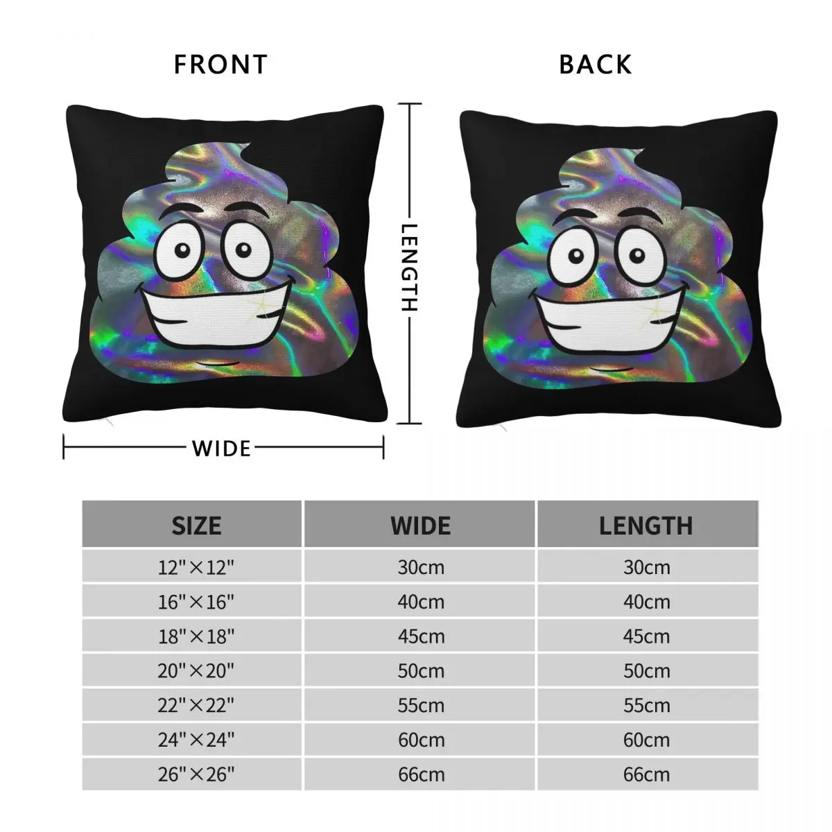 Hologram Poop Square Pillowcase Polyester Linen Velvet Creative Zip Decorative Throw Pillow Case Sofa Cushion Case