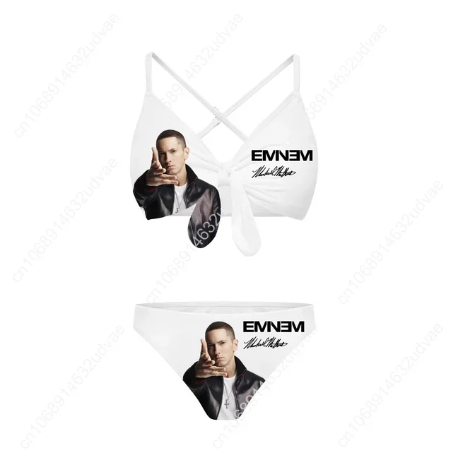 Eminem Bathing Suits Cross Strap Suspenders Swimsuits Womens Personalized Bikini Pool Party Swimwear Customized Beachwear