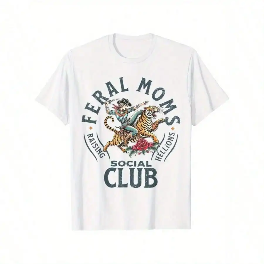 نادي Feral Moms Social Club - تي شيرت عصري للأم، ملابس أنيقة للأمهات