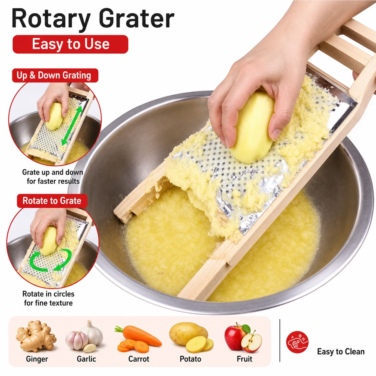 Generic Manual Potato Grater Stainless Steel Ginger Garlic Puree Masher Kitchen Food Grinding Tool For Home Cooking Use