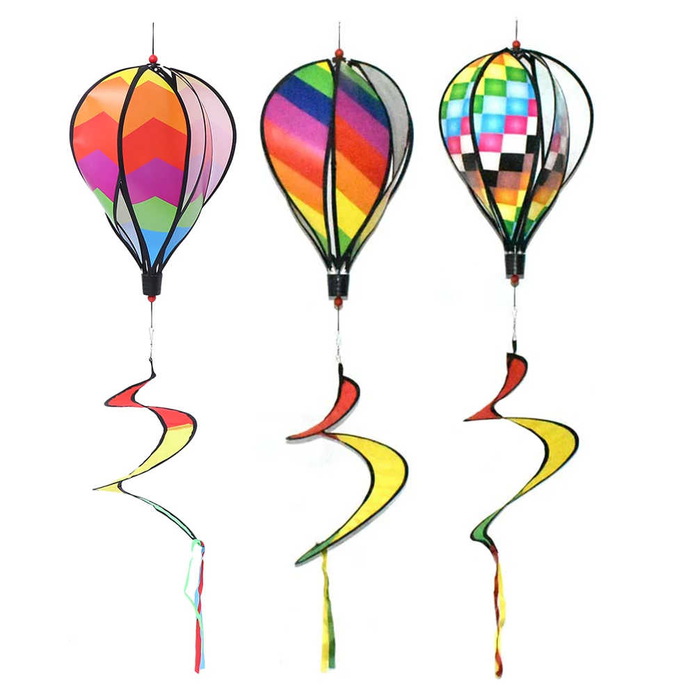 

3Pcs Rainbow Hot Air Balloon Hanging Decor Colorful Spiral Wind Spinner Garden Yard Party Tree Window Ceiling Patios Premium