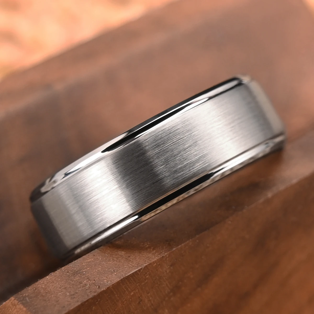 Fashion 8/6mm Classic Steps Black Tungsten Carbide Men Wedding Band Ring Comfortable to Wear Vintage Couple Ring Jewelry Gifts