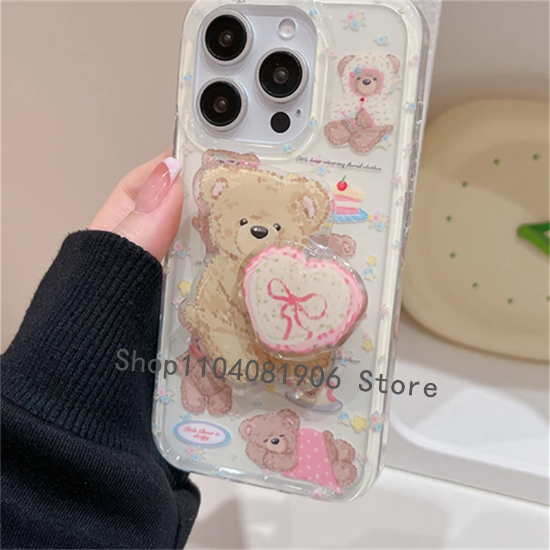 Coréen mignon rotation amour coeur ours poignée Tok Griptok Support pour IPhone Samsung téléphone accessoires Support anneau Support Support cadeau