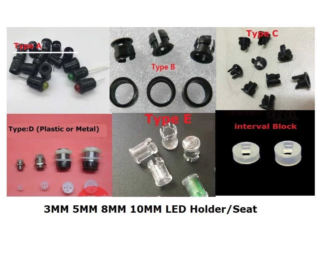50PCS PC Clip Blace Plastic Bezel Panel Display Interval Block Metal Chrome F10/F8/F5/F3 Seat LED Diode Holder 10MM/8MM/5MM/3MM