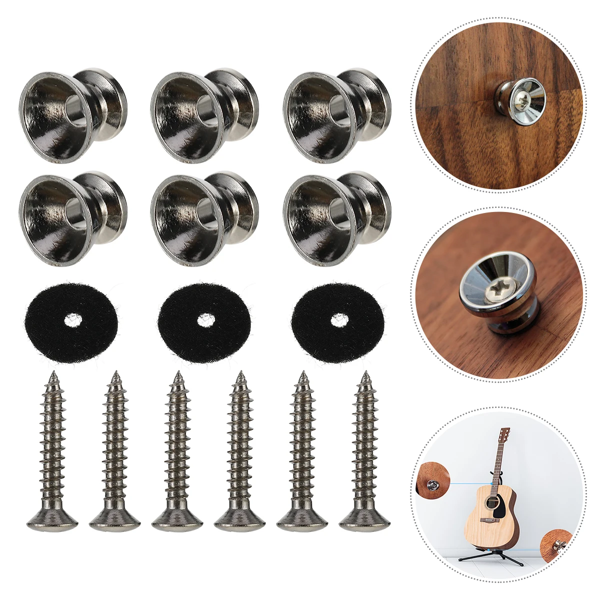 

24 Pcs Guitar Accessories Secure Strap Lock Belt Screw Bolt Buckle Protect from Accidental Release Fixator Metal