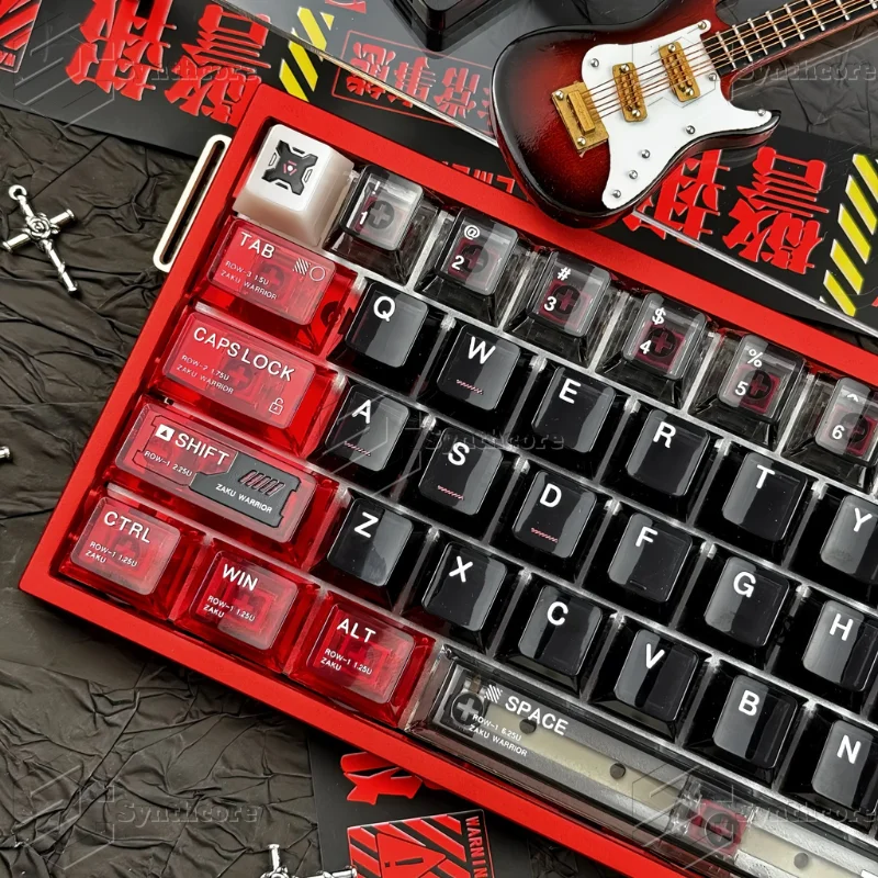 130 Keys ZAKU Keycaps Ruby Chreey Anime ZAKU Key Caps Chreey PBT KeyCap for Made68 Mad68 Wooting 60 Mechanical Keyboard