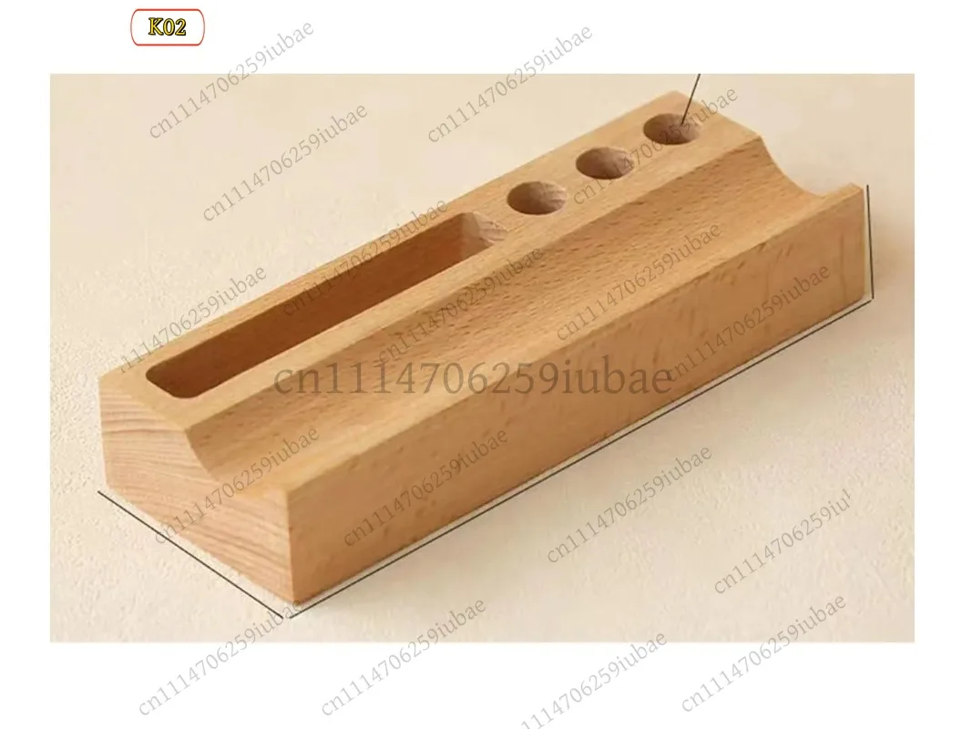 LD_Wooden Desktop Organizer Pen Holder Card Slot Display Stand All‑in‑one For Office Desk Storage
