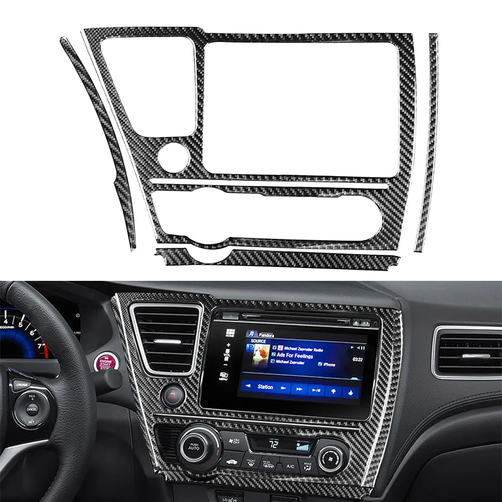 

LHD Carbon Fiber Car Navigation Panel Cover Trim Decoration Accessories For Honda Civic 9th Gen Coupe Sedan 2012 2013 2014 2015