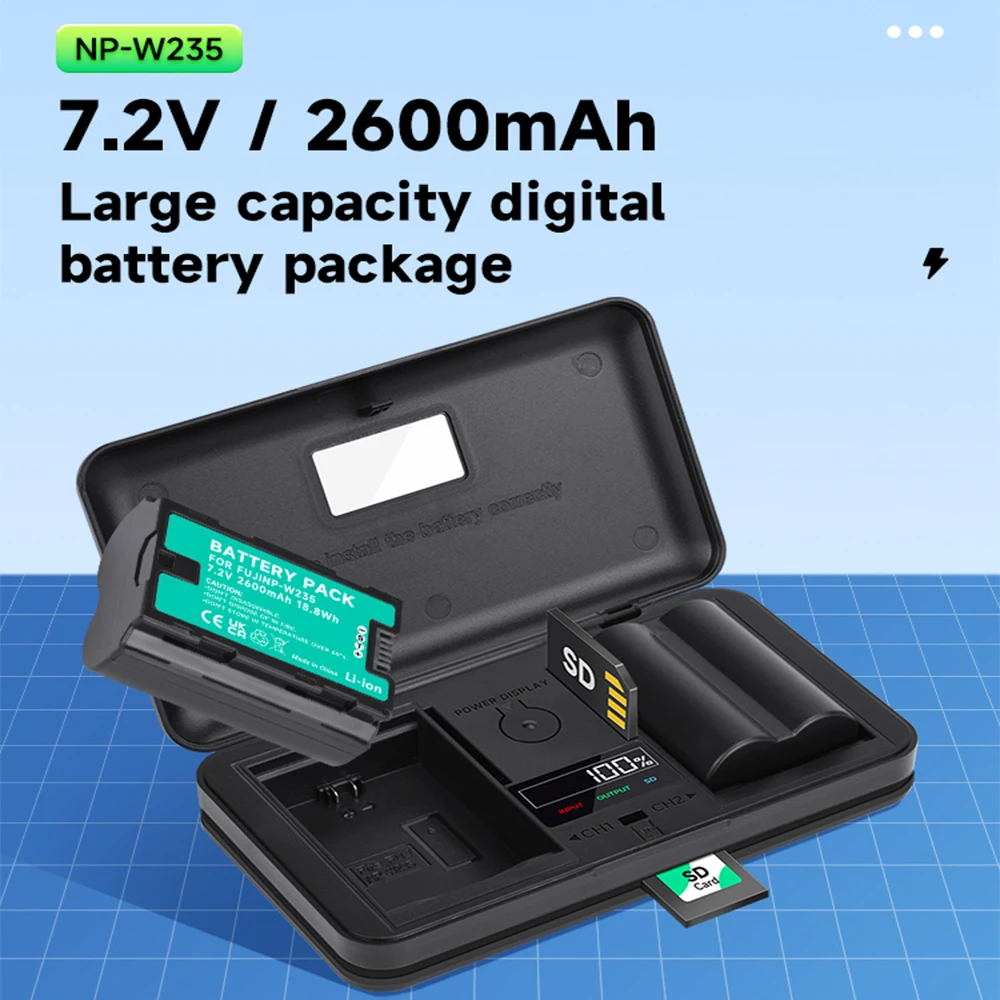 PALO 2600mAh NP-W235 NP W235 Battery +Storage Box Charger For Fujifilm Fuji X-T4, GFX 100S, GFX 50S II, VG-XT4 Battery