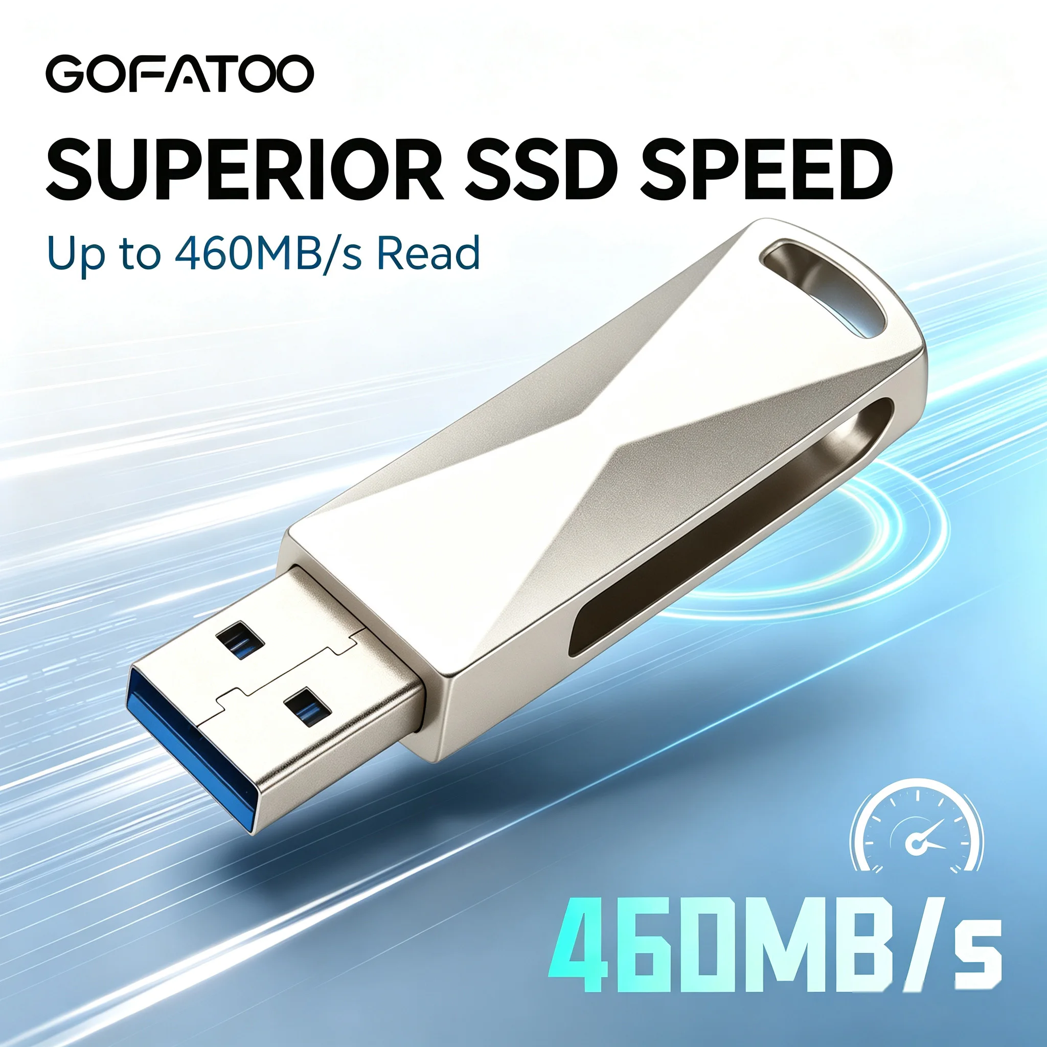 GOFATOO 460MB/s High Speed USB 3.2 Gen1 Flash Drive Metal Type-C U Disk Memory Stick for PC Phone Laptop Data Transfer