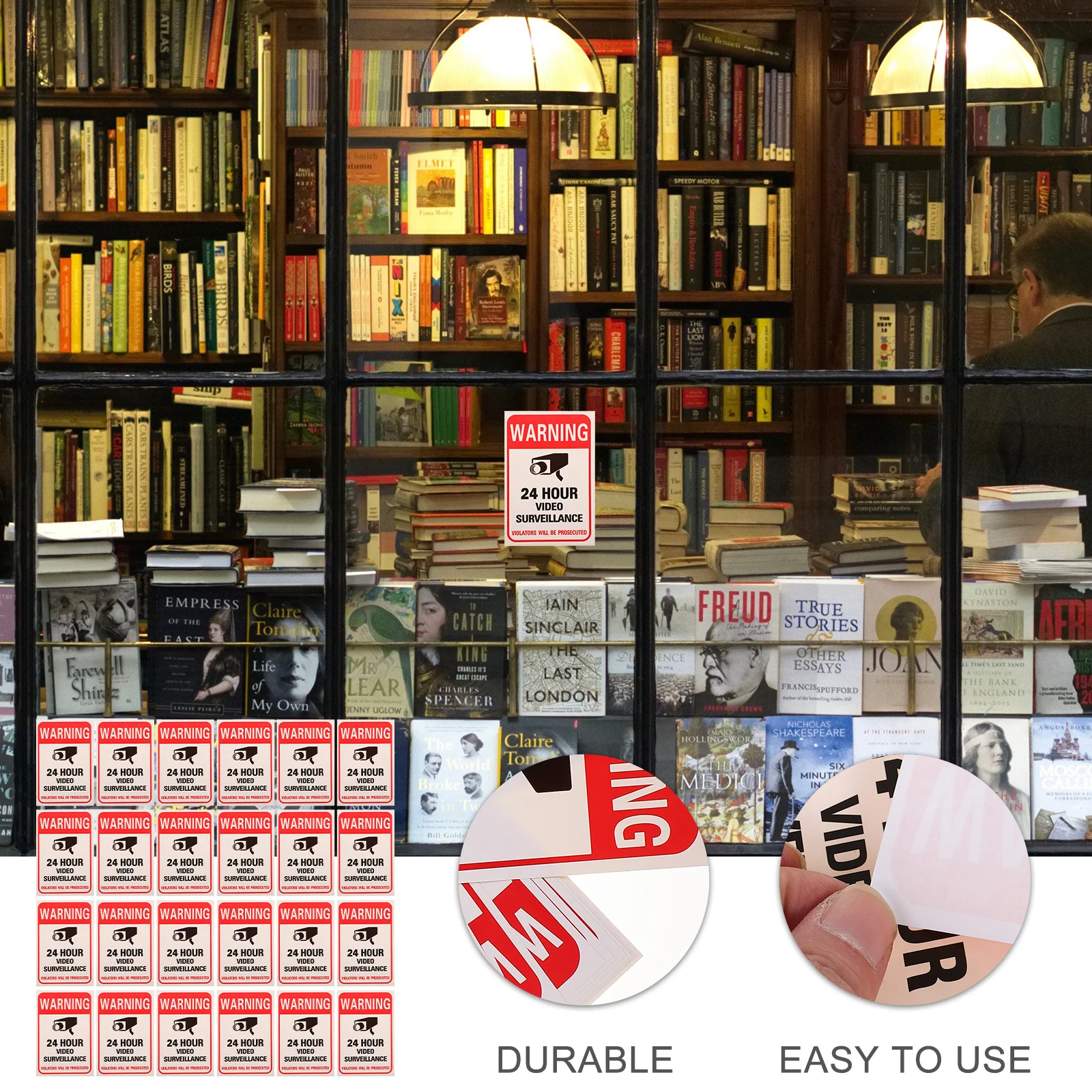 

50pcs Security Camera Sign Self-Adhesive Warning Stickers For Shopping Malls Video Surveillance Decals Traffic Safety Signs